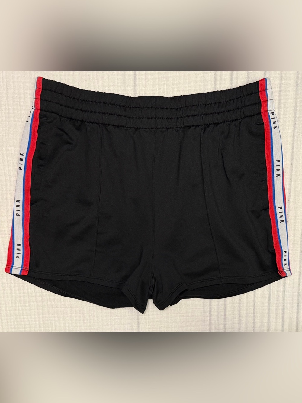 Victoria's Secret PINK Athletic Track Black Striped Side Pull On shorts size L